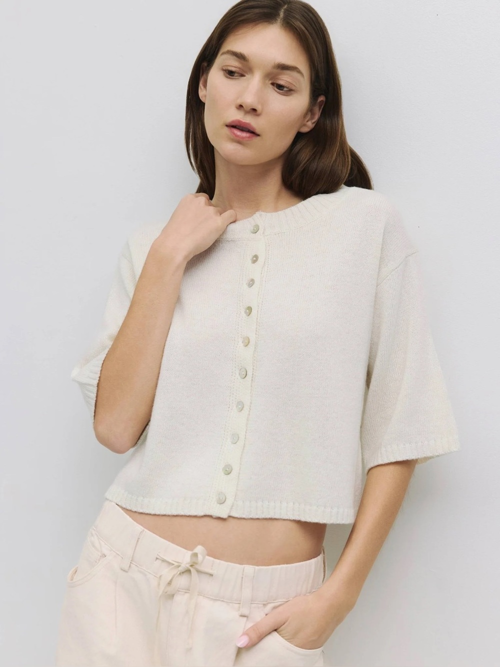 MOD REF THE STACEY BRUSHED CARDIGAN IN CREAM ✨